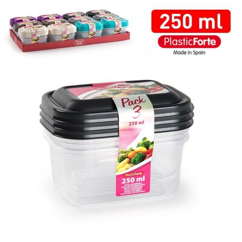 SET 3 CONTENITORI PER FRIGO QUADRATI 250ML GEMMA