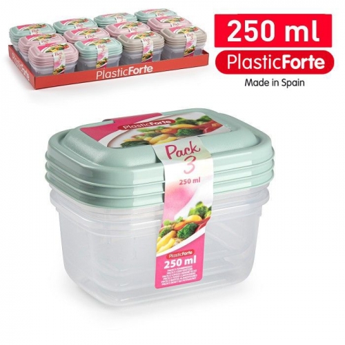 SET 3 CONTENITORI PER FRIGO QUADRATI 250ML SURT VRM