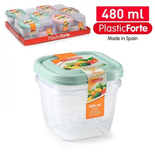 SET 2 CONTENITORI PER FRIGO QUADRATI 480ML SURT VRM