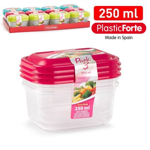 SET 3 CONTENITORI PER FRIGO QUADRATI 250ML