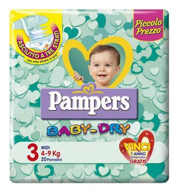 PAMPERS BABY DRY 3 4-9 KG 20PZ