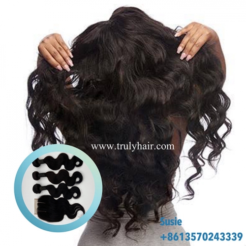 3 pcs body wave hair bundles plus 1 pc 4"X4" free closure