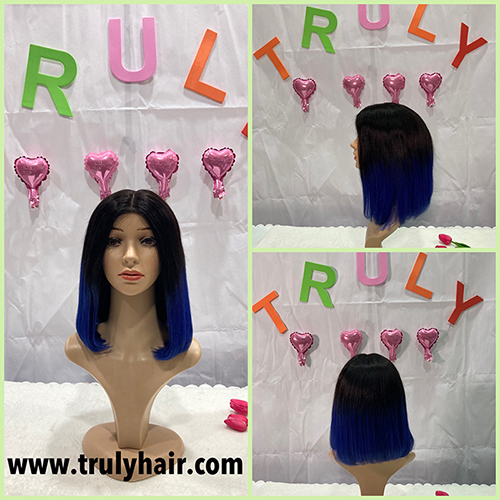 50% off color 1B/Blue human hair bob wig 14inches