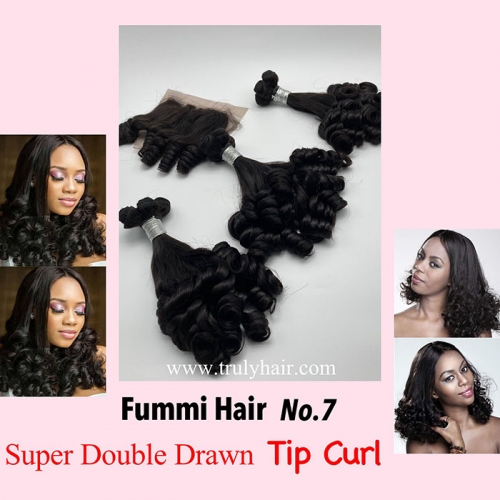 Free closure ! Funmi hair tip curl 3 pcs with 1 pc free closure