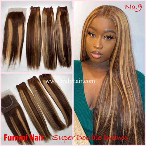 Free closure ! Piano color double drawn hair