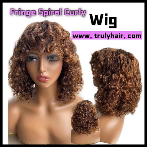 Fringe spiral curly wig