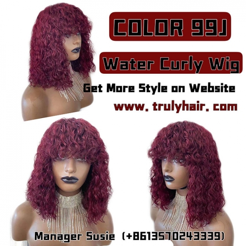 Color 99J water curly wig