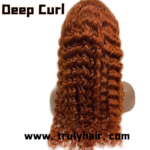 Orange color lace wig deep curly