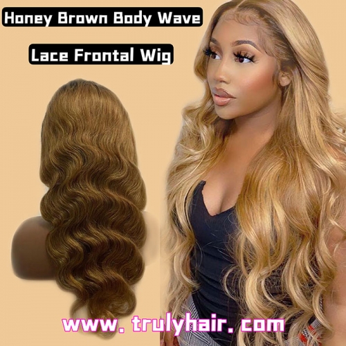 Honey brown lace front wig Body wave
