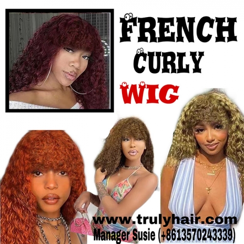 Frence curl human hair wig