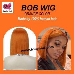 High Quality Orange Color Bob Wig 13X4 Lace Front Wig
