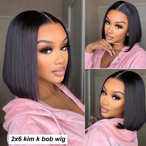 2"X6" Kim K lace closure bob wig