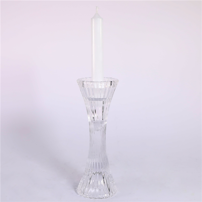 DESCRIPTION: D6.9X13.5CMH CLEAR GLASS CANDLE HOLDER