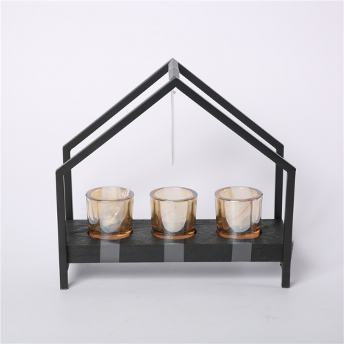 DESCRIPTION:
  30.2X12X28CMH CANDLE HOLDER WITH WOODEN TRAY W/3PCS D6.5X6CM AMBER GLASS CUP +3PCS WHITE TEALIGHT