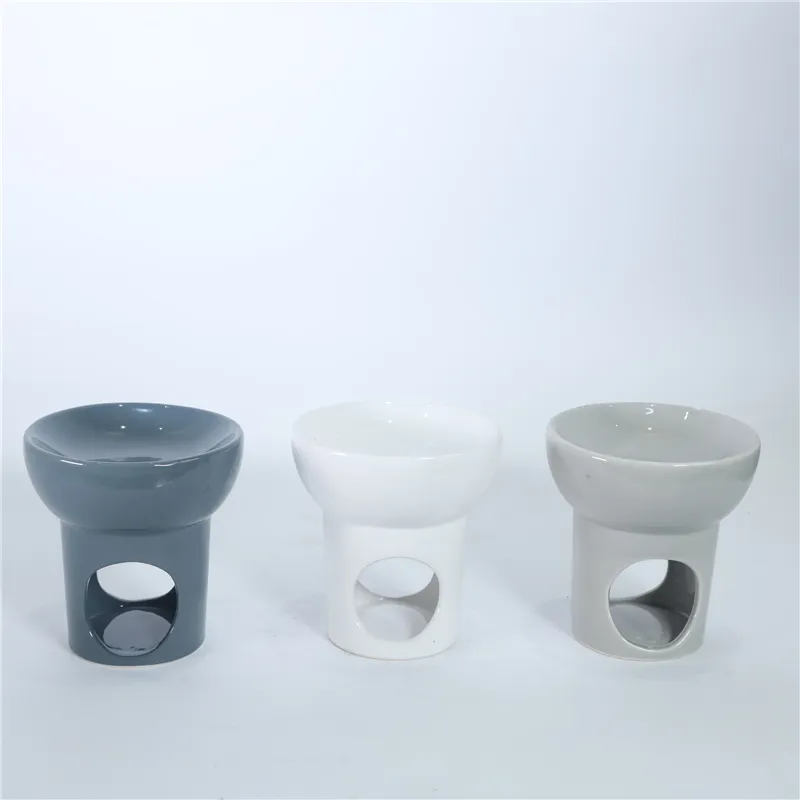 DESCRIPTION: D12x13cm ROUND SHAPED CERAMIC OIL BURNER   COLOR: 1)WHITE 2)LIGHT GREY 3) DARK GREY
