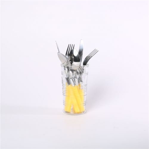 DESCRIPTION:S/8 CUTLERY SET IN GLASS CUP