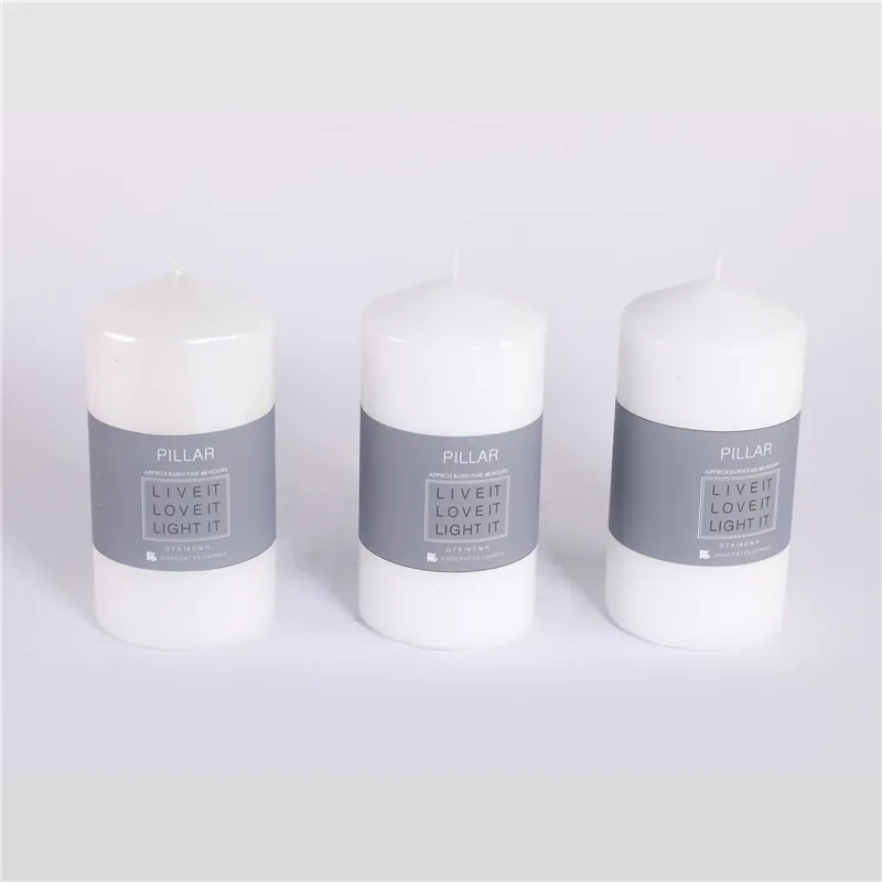 DESCRIPTION:
  D7X14CMH PILLAR CANDLE  WAX COLOUR  WHITE