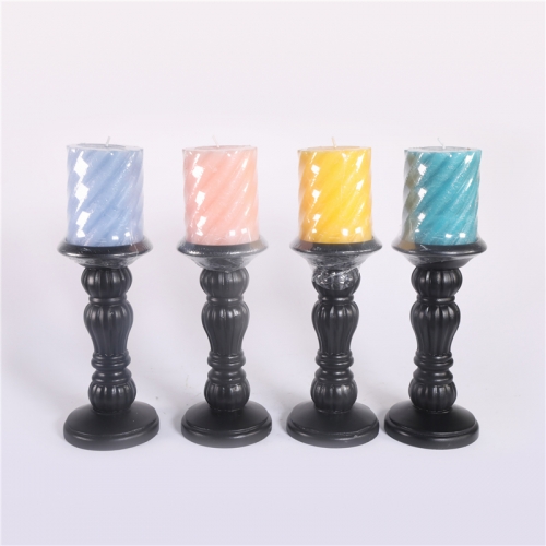 DESCRIPTION:
  D9X19CMH WOODEN CANDLE HOLER+D7X10CMH RUSTIC PILLAR CANDLE  COLOR OF WOOD  BLACK  COLOR OF CANDLE  1.BLUE；2.PINK；3.YELLOW；4.GREEN