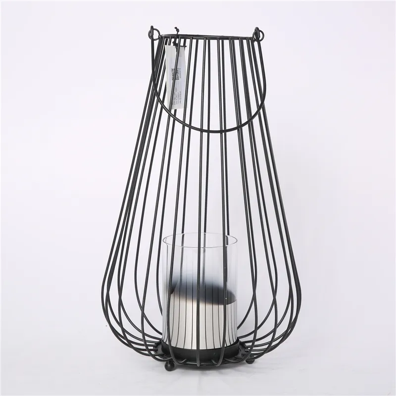 DESCRIPTION:
  D22X39/53CM METAL LANTERN WITH D9X14CMH IRON PLATING GLASS TUBE  GLASS COLOR  GREY