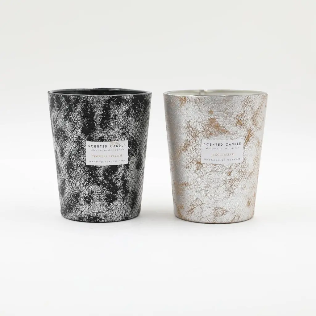 D13X16CMH SCENTED GLASS CANDLE WITH LEATHER WRAPPED