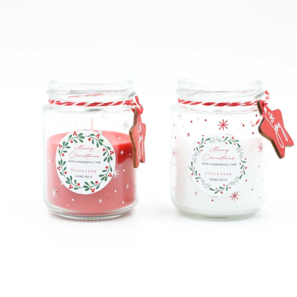 D6.5X9CMH DECORATED GLASS CANDLE