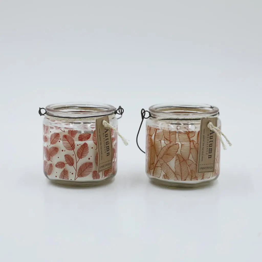 D7.5X7.5CM DECORATED GLASS CANDLE