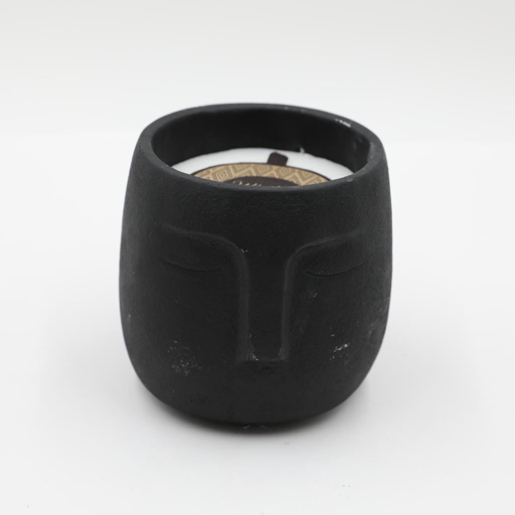 D14.5X13.8CMH FACE SHAPED CEMENT SCENTED CANDLE