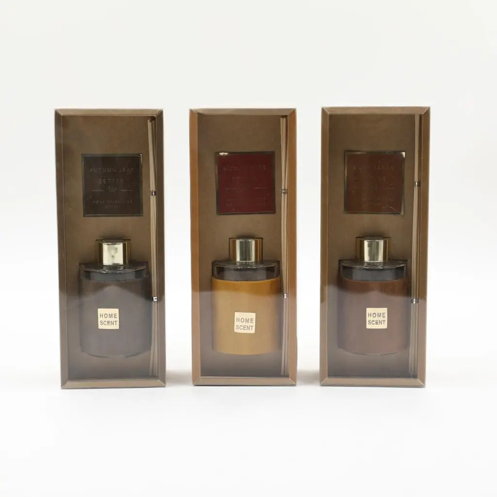 D6X9.5CMH 100ML GLASS DIFFUSER W/CLOTH WRAP+6PCS 22.5CMH RATTAN