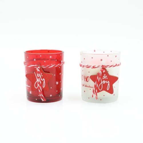 D6.2X7.5CMH RED GLASS CANDLE