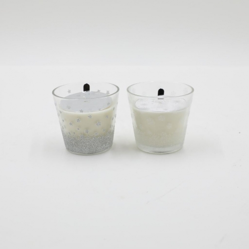 D9X8.3CMH DECORATED SCENTED GLASS CANDLE