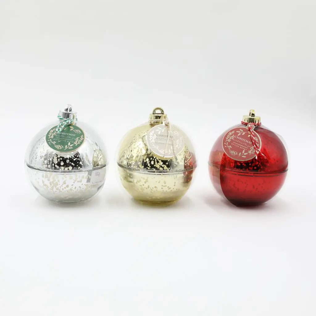 D11CMH CHRISTMAS BALL SHAPED ELECTRONIC PLATED GLASS SCENTED CANDLE