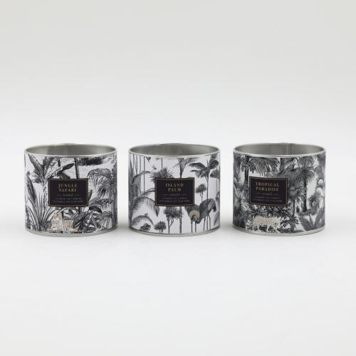 D9.5X8CMH DECORATED SCENTED ZINC CANDLE