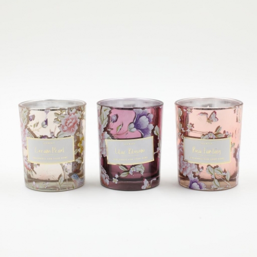 D8X10CMH DECORATED SCENTED GLASS CANDLE