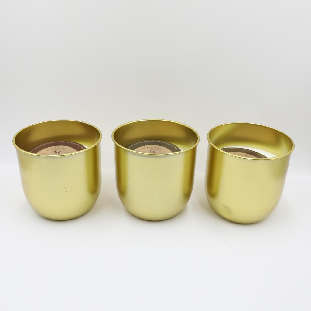 D19X18.5CMH SCENTED GOLD METAL POT CANDLE