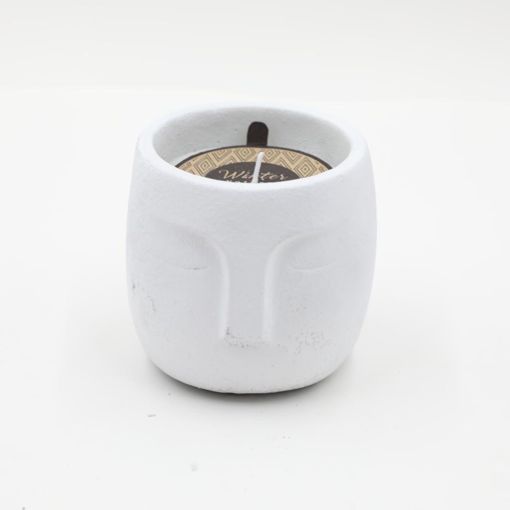 D12X11.5CMH FACE SHAPED CEMENT SCENTED CANDLE