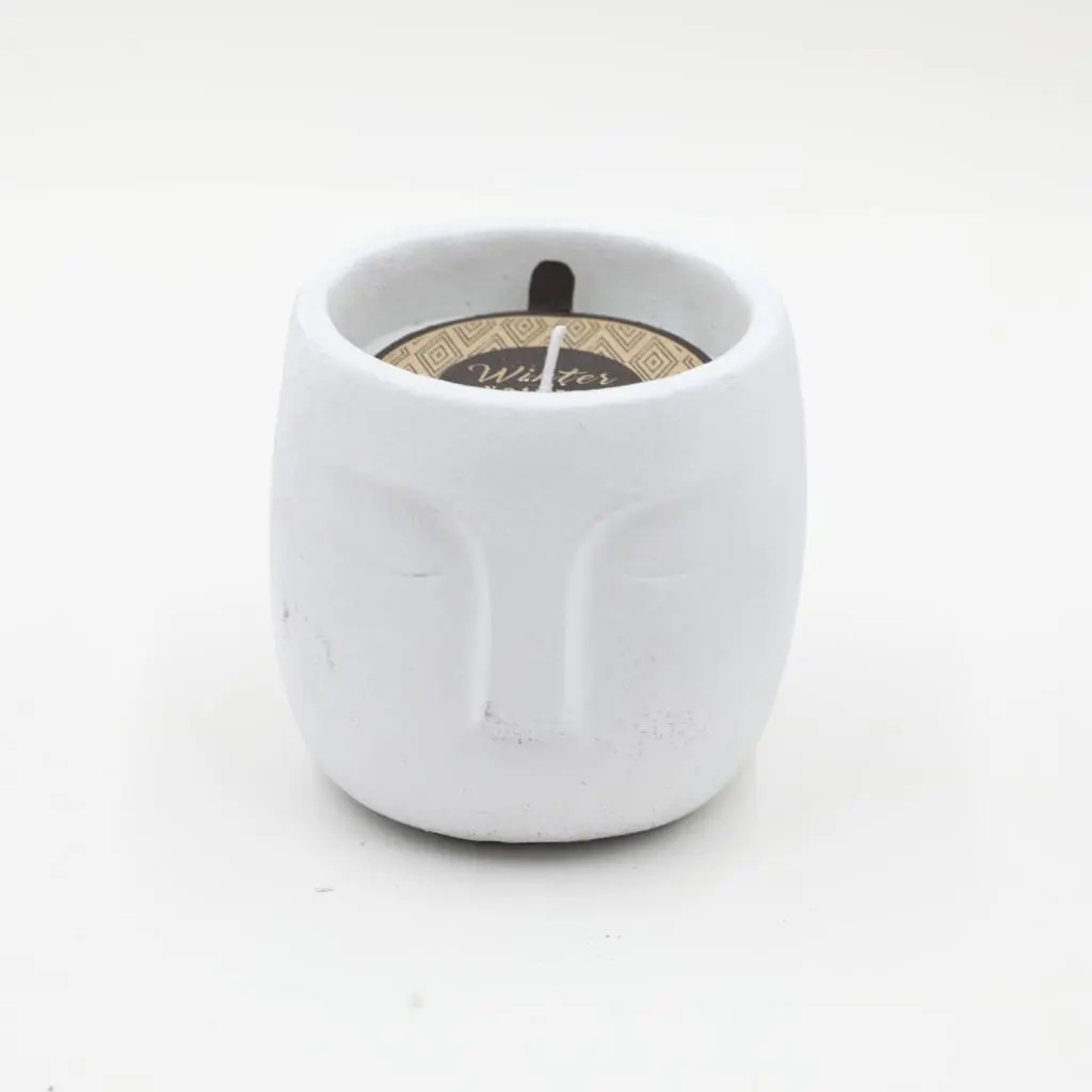 D12X11.5CMH FACE SHAPED CEMENT SCENTED CANDLE