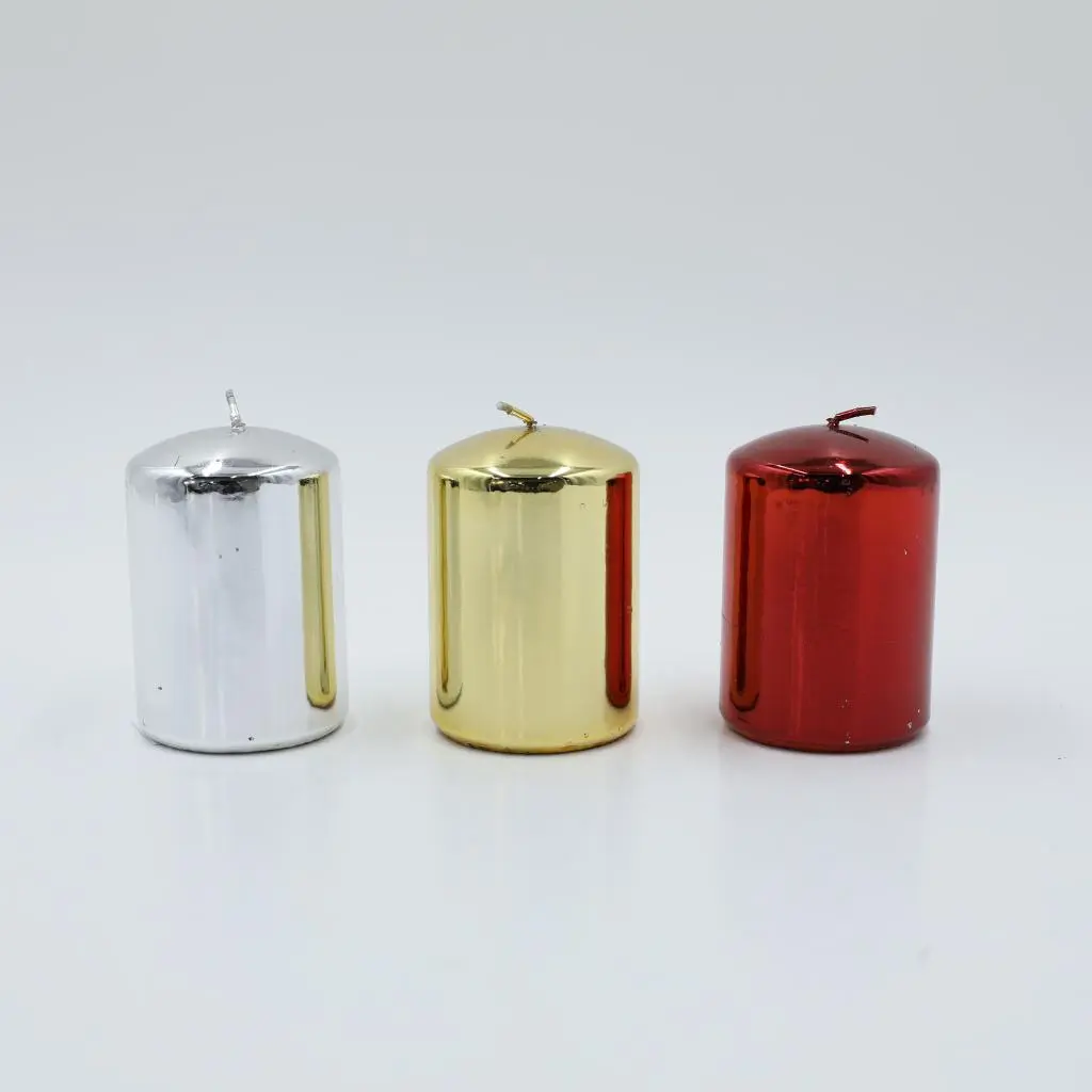 D6.8X12CMH PILLAR CANDLE W/ELECTROPLATING FINISH