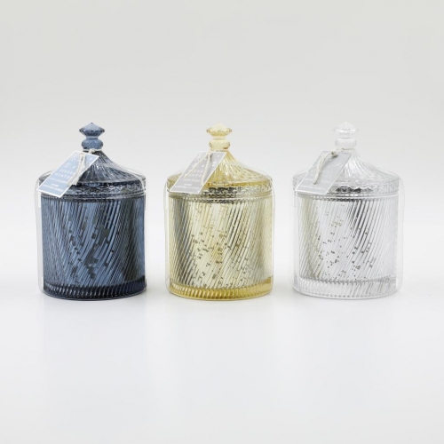 D10.5X17CMH DECORATED EMBOSSED SCENTED GLASS CANDL...