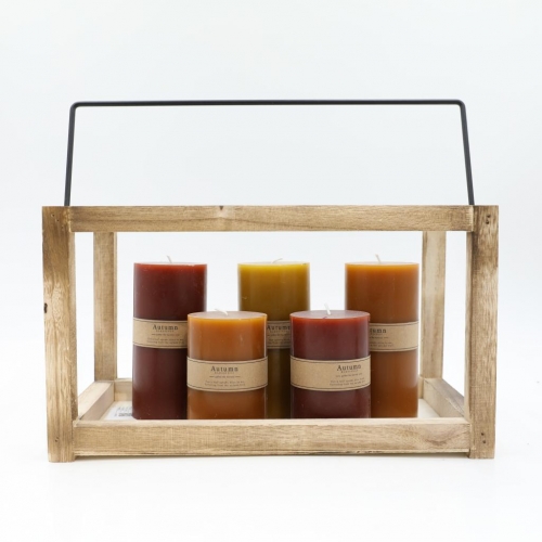 37X20X20CM WOODEN CANDLE HOLDER