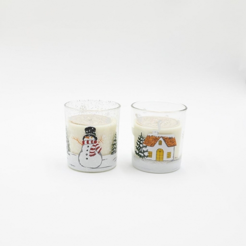 D8.8X10CMH SCENTED DECORATED GLASS CANDLE
