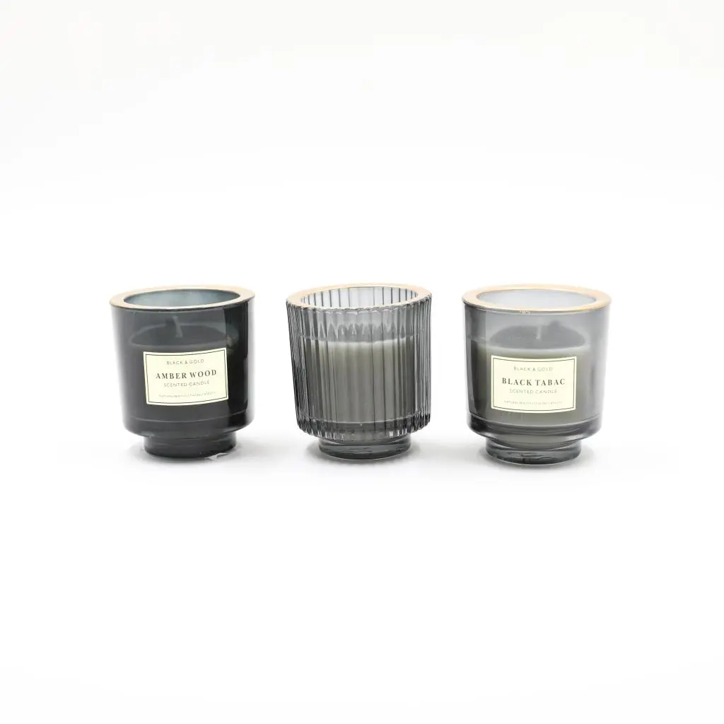 D7.5X8.5CMH DECORATED SCENTED GLASS CANDLE