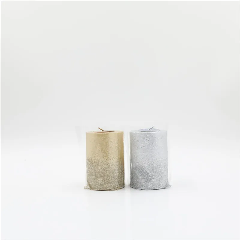 D7X10CM METALIC RUSTIC CANDLE WITH GLITTER