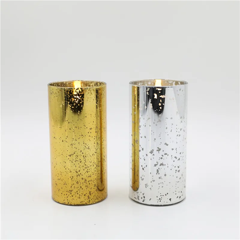 D7.5X15CM GLASS LED CANDLE  2COLORS