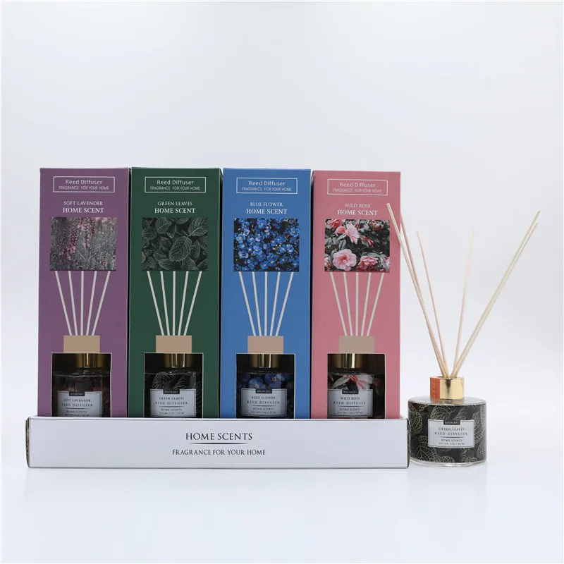 D7X7.5CMH 100ML DECORATED GLASS DIFFUSER W/RATTAN
