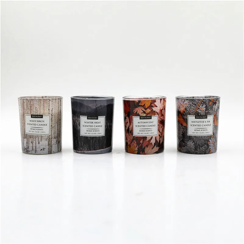 D8X10CMH DECORATED SCENTED GLASS CANDLE