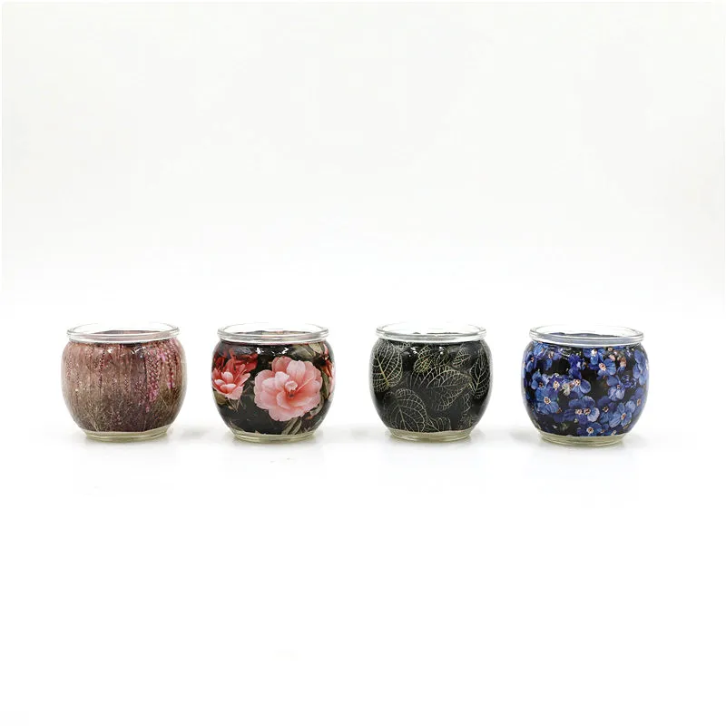 D7X6.5CMH DECORATED SCENTED GLASS CANDLE