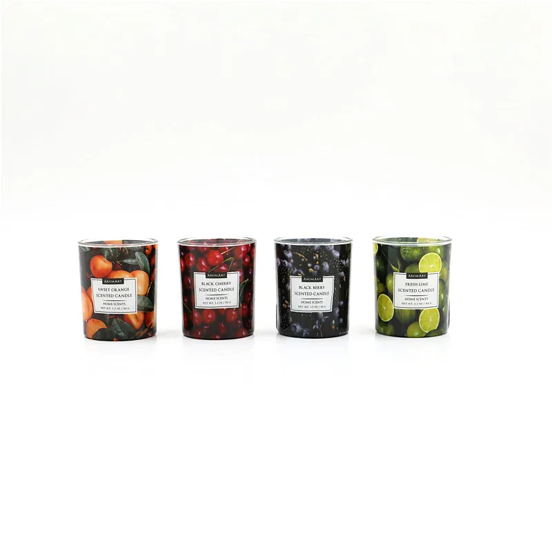 D6.2X7.5CMH DECORATED SCENTED GLASS CANDLE