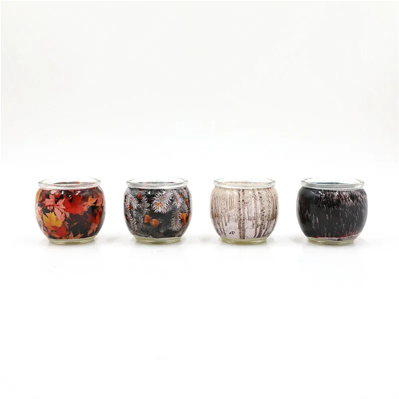 D7X6.5CMH DECORATED SCENTED GLASS CANDLE