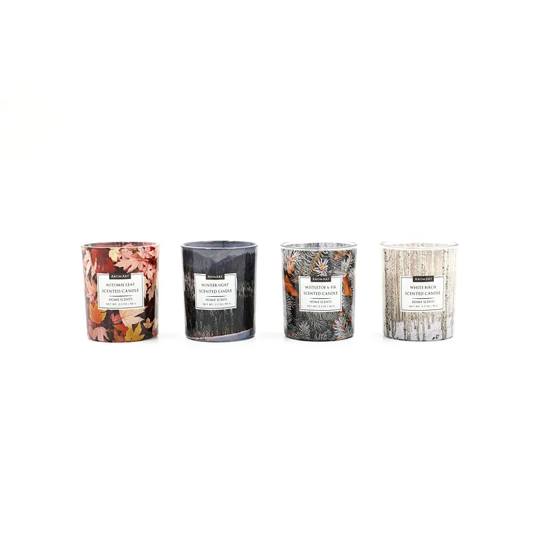 D6.2X7.5CMH DECORATED SCENTED GLASS CANDLE