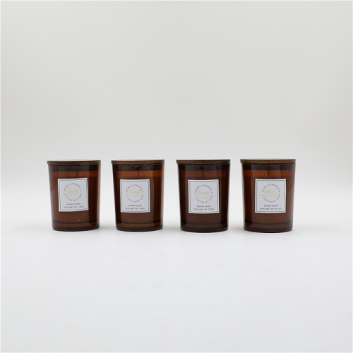 D8X10CMH SCENTED DECORATED GLASS CANDLE WITH WOODE...